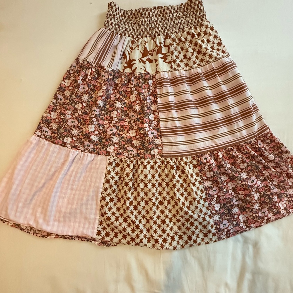 Universal Thread A-Line Maxi Skirt in Brown and Cream